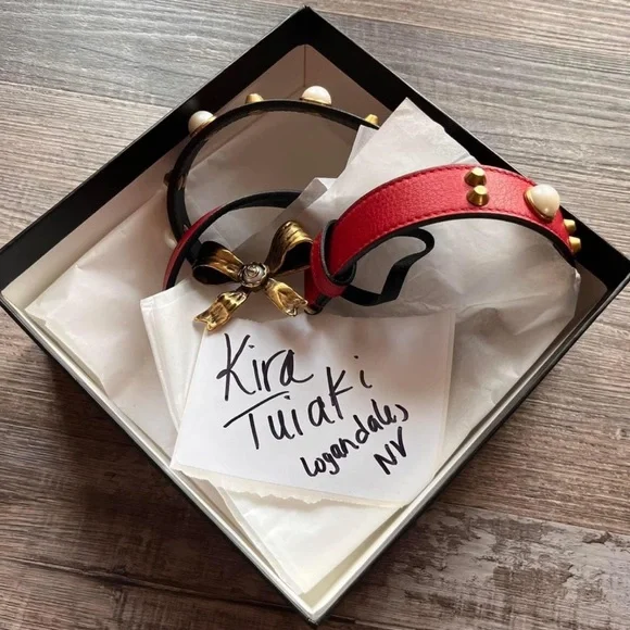 Gucci | Accessories | Gucci Studded Leather Belt Metal Bow  display picture 1